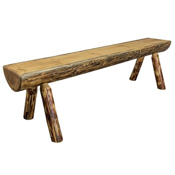 Glacier 4 Foot Half Log Bench - Exterior Stain Finish