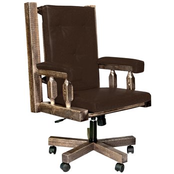 Homestead Upholstered Office Chair - Stain & Clear Lacquer Finish