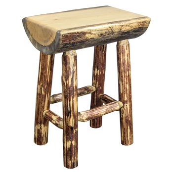 Glacier Counter Height Half Log Barstool w/ Exterior Stain Finish