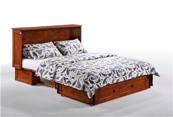 Clover Murphy Cabinet Bed in Cherry Finish with Queen Mattress