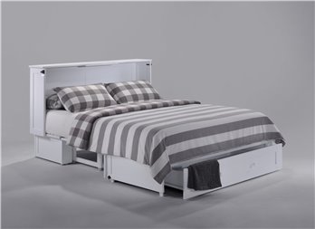 Clover Murphy Cabinet Bed in White Finish with Queen Mattress