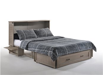 Poppy Murphy Cabinet Bed in Brushed Driftwood Finish with Queen Mattress