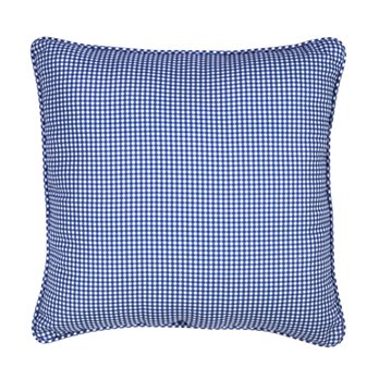 Melanie Buttercream Square Pillow - Blue Check