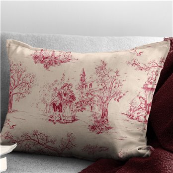 Archamps Toile Red Decorative Pillow - Size 14"x20" Rectangle