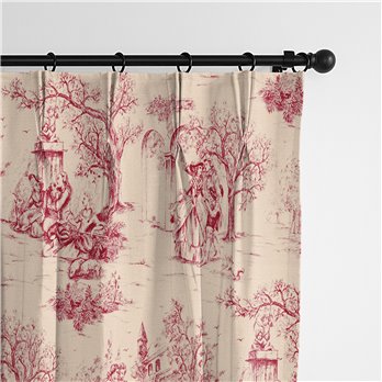Archamps Toile Red Pinch Pleat Drapery Panel - Pair - Size 20"x84"