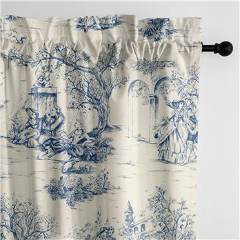 Archamps Toile Blue Pole Top Drapery Panel - Pair - Size 50"x96"