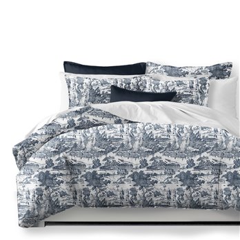 Beau Toile Blue Comforter and Pillow Sham(s) Set - Size Twin