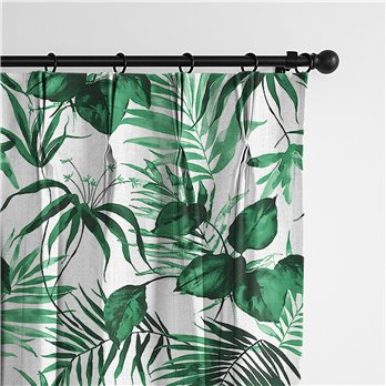 Baybridge Green Palm Pinch Pleat Drapery Panel - Pair - Size 40"x96"
