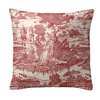 Beau Toile Red Decorative Pillow - Size 24" Square