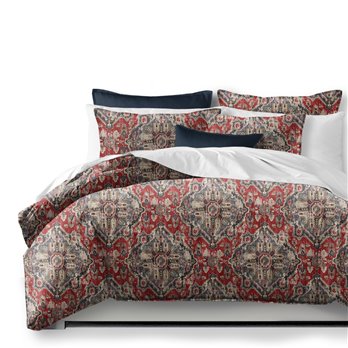 Charvelle Red/Blue Duvet Cover and Pillow Sham(s) Set - Size Queen