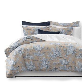 Chateau Blue/Beige Duvet Cover and Pillow Sham(s) Set - Size Super Queen