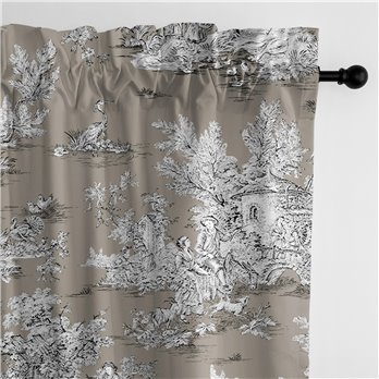 Chateau Taupe/Black Pole Top Drapery Panel - Pair - Size 50"x84"