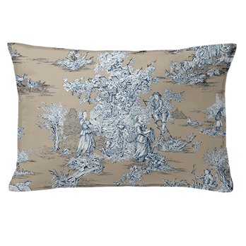 Chateau Blue/Beige Decorative Pillow - Size 14"x20" Rectangle