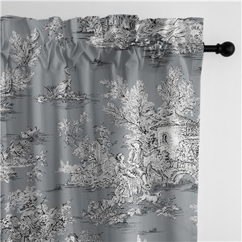 Chateau Gray/Black Pole Top Drapery Panel - Pair - Size 50"x84"