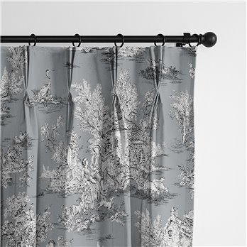 Chateau Gray/Black Pinch Pleat Drapery Panel - Pair - Size 40"x108"