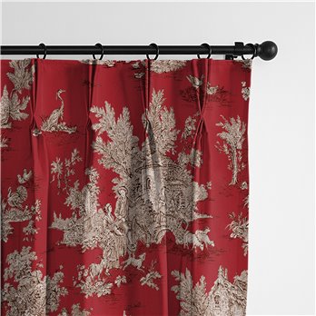 Chateau Red/Black Pinch Pleat Drapery Panel - Pair - Size 40"x84"