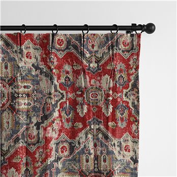 Charvelle Red/Blue Pinch Pleat Drapery Panel - Pair - Size 40"x120"