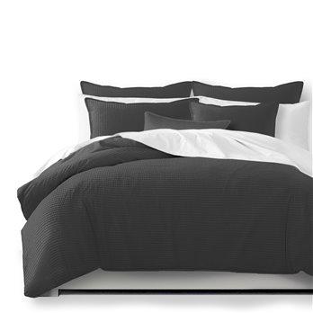 Classic Waffle Gray Duvet Cover and Pillow Sham(s) Set - Size Twin