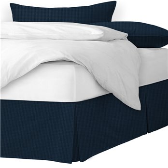 Classic Waffle Navy Platform Bed Skirt - Size Twin 15" Drop