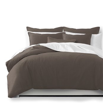 Classic Waffle Mocca Duvet Cover and Pillow Sham(s) Set - Size Twin