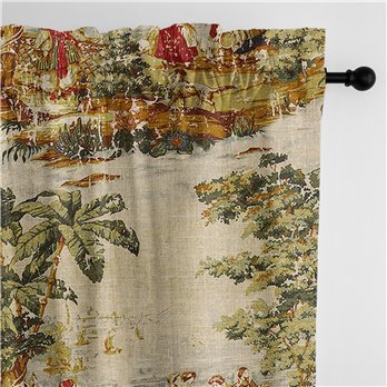 Countryside Red Pole Top Drapery Panel - Pair - Size 50"x108"
