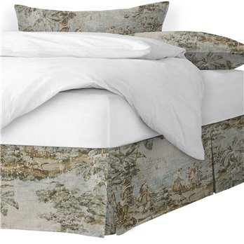 Countryside Natural/Aqua Platform Bed Skirt - Size Twin 18" Drop