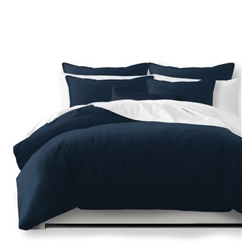 Classic Waffle Navy Duvet Cover and Pillow Sham(s) Set - Size Twin