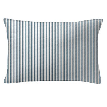 Cruz Ticking Stripes Indigo/Ivory Decorative Pillow - Size 14"x20" Rectangle