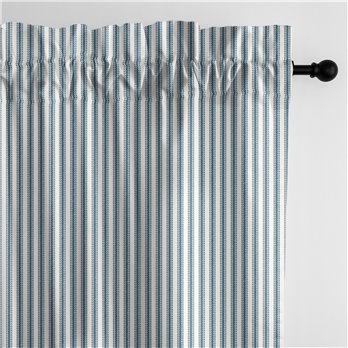 Cruz Ticking Stripes Indigo/Ivory Pole Top Drapery Panel - Pair - Size 50"x84"