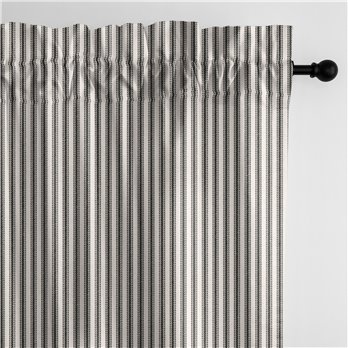 Cruz Ticking Stripes Black/Linen Pole Top Drapery Panel - Pair - Size 50"x84"