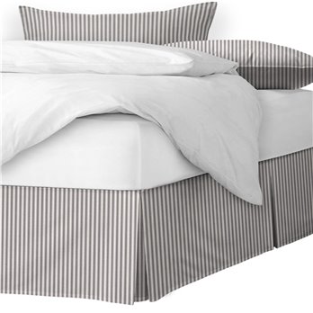 Cruz Ticking Stripes Gray/Ivory Platform Bed Skirt - Size Full 15" Drop