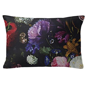 Crystal's Bouquet Black/Floral Decorative Pillow - Size 14"x20" Rectangle