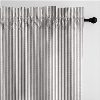 Cruz Ticking Stripes Gray/Ivory Pole Top Drapery Panel - Pair - Size 50"x96"