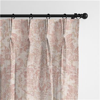 Damaskus Linen Blush Pinch Pleat Drapery Panel - Pair - Size 20"x120"