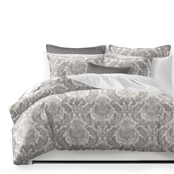 Damaskus Linen Graphite Duvet Cover and Pillow Sham(s) Set - Size Full