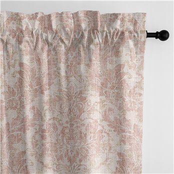 Damaskus Linen Blush Pole Top Drapery Panel - Pair - Size 50"x84"