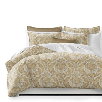 Damaskus Linen Gold Duvet Cover and Pillow Sham(s) Set - Size Twin