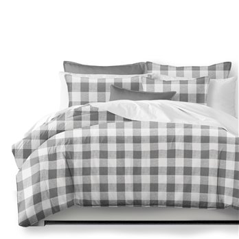 Lumberjack Check Gray/White Coverlet and Pillow Sham(s) Set - Size Queen