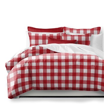 Lumberjack Check Red/White Coverlet and Pillow Sham(s) Set - Size Super King