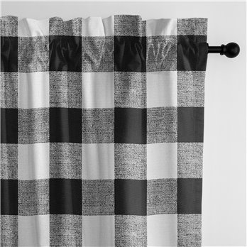 Lumberjack Check White/Black Pole Top Drapery Panel - Pair - Size 50"x96"