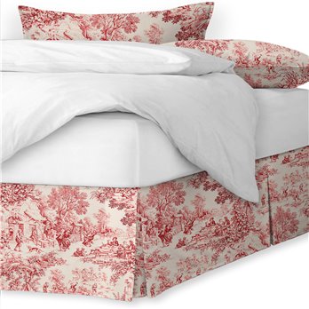 Maison Toile Red Platform Bed Skirt - Size Full 15" Drop