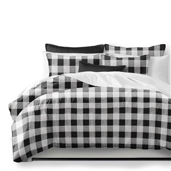 Lumberjack Check White/Black Coverlet and Pillow Sham(s) Set - Size Queen