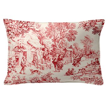 Maison Toile Red Decorative Pillow - Size 14"x20" Rectangle