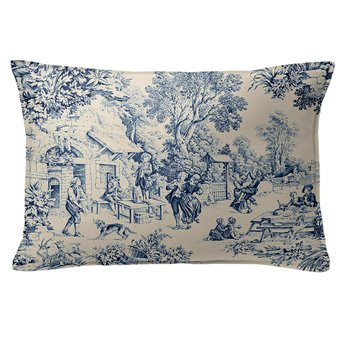 Maison Toile Blue Decorative Pillow - Size 14"x20" Rectangle