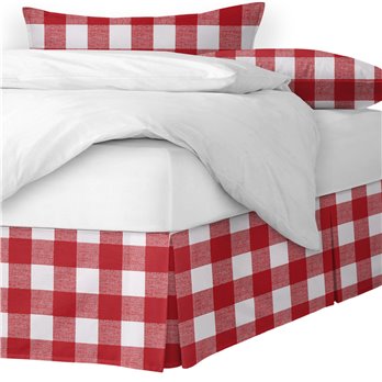 Lumberjack Check Red/White Platform Bed Skirt - Size Queen 15" Drop