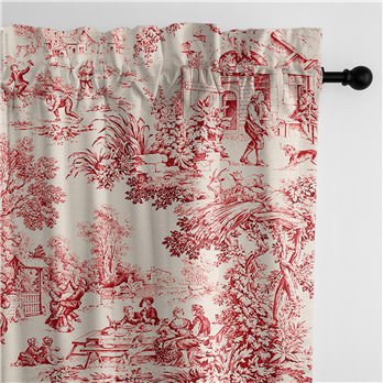 Maison Toile Red Pole Top Drapery Panel - Pair - Size 50"x132"