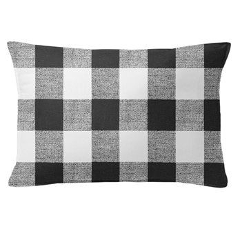Lumberjack Check White/Black Decorative Pillow - Size 14"x20" Rectangle