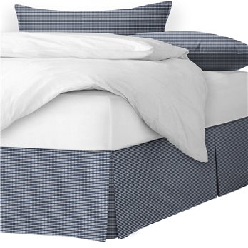 Rockton Check Indigo Platform Bed Skirt - Size Full 15" Drop