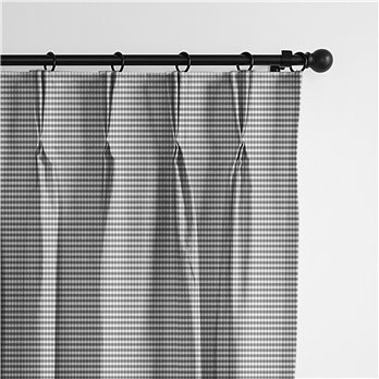 Rockton Check Gray Pinch Pleat Drapery Panel - Pair - Size 40"x96"