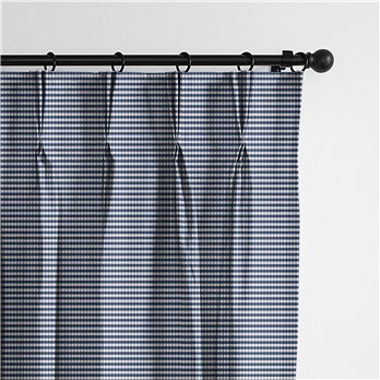 Rockton Check Indigo Pinch Pleat Drapery Panel - Pair - Size 40"x108"